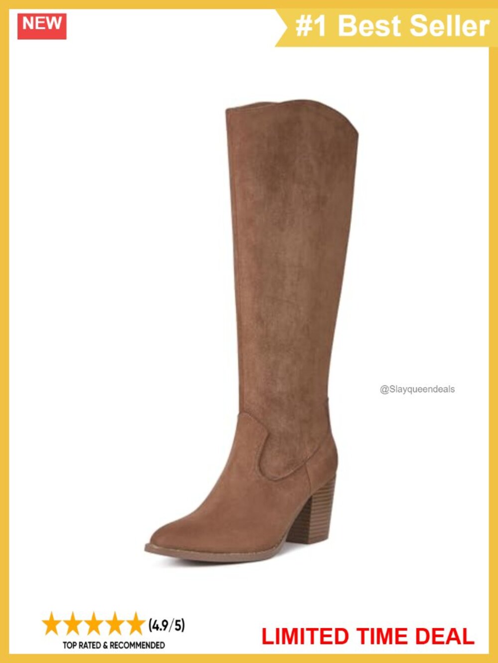 Womens Faux Suede Knee High Boots Pointed Toe Block Heel Zip Party Dress